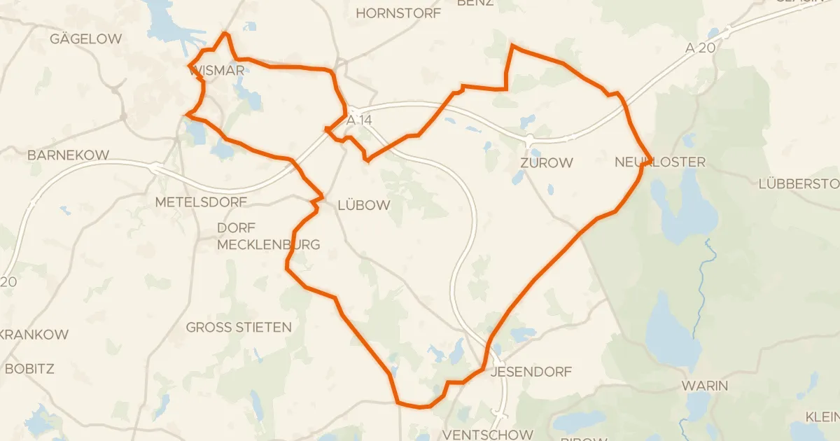 Kaart van de fietsroute Rondje Viereggenhöfer Teich en Mühlenteich