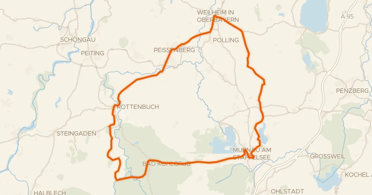 Kaart van de fietsroute Rondje Schloß Neuegling en Wildseefilz