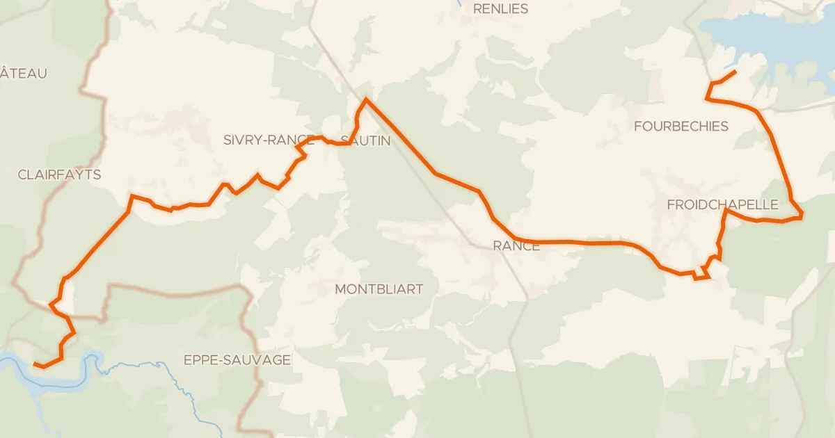 Kaart van de fietsroute RAVeL Véloroute des Lacs