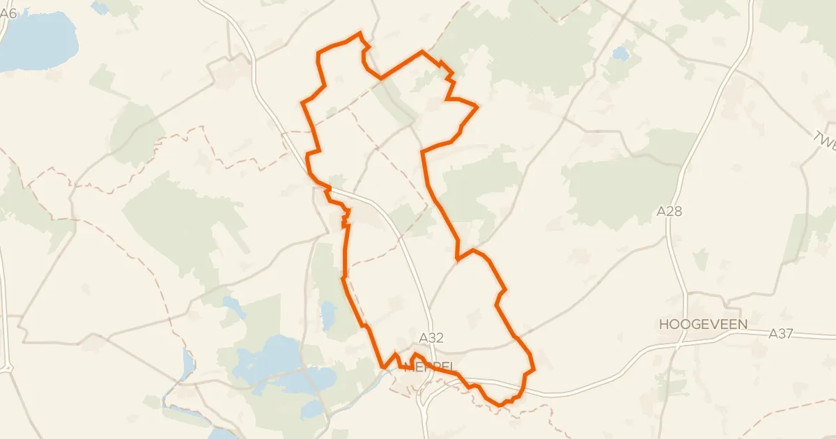 Map of the cycling route Rondje Havixhorst en Holtingerveld