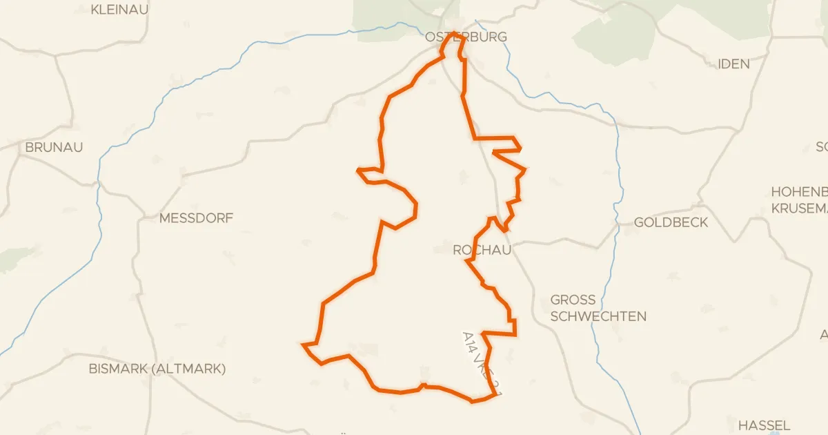 Map of the cycling route Langs de Biese en Ostrand der Arendseer Hochfläche