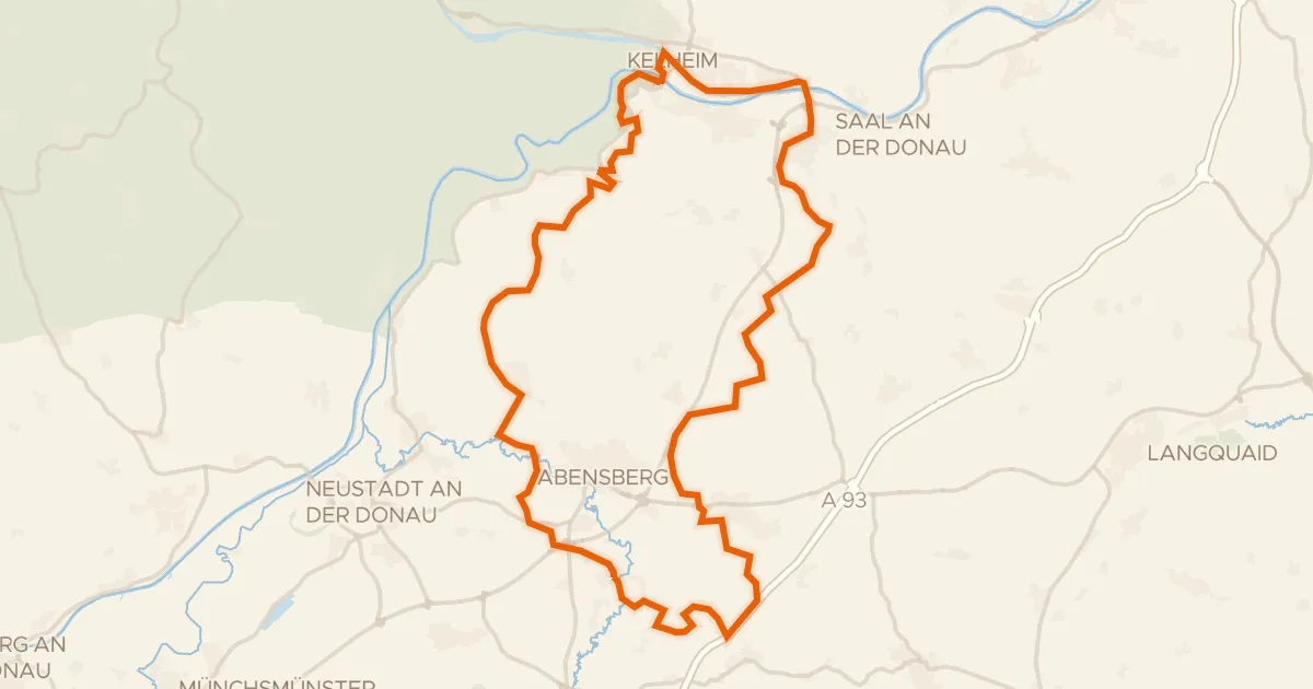 Map of the cycling route Rondje Weltenburger Enge en Donau