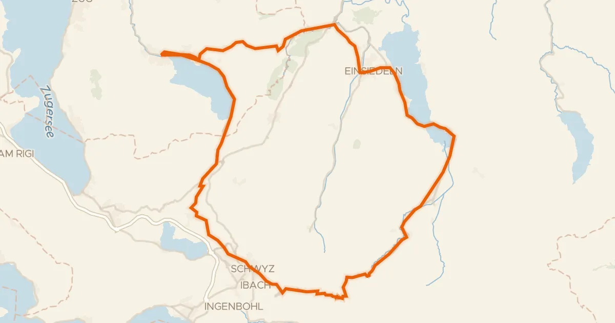 Kaart van de fietsroute Klimmen tussen Lorze en Biber