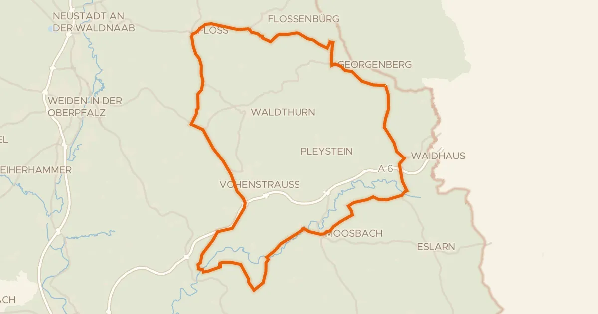 Kaart van de fietsroute Rondje Burg Waldau en Schloss Burgtreswitz