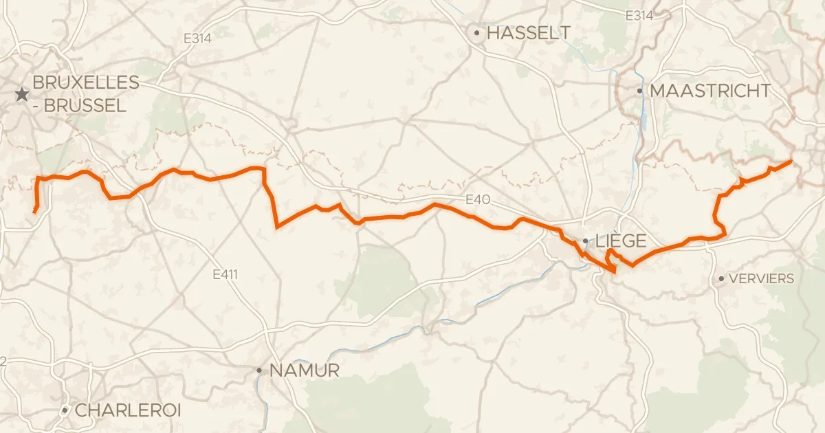 Map of the cycling route RAVeL W2 La Véloroute de la Bière