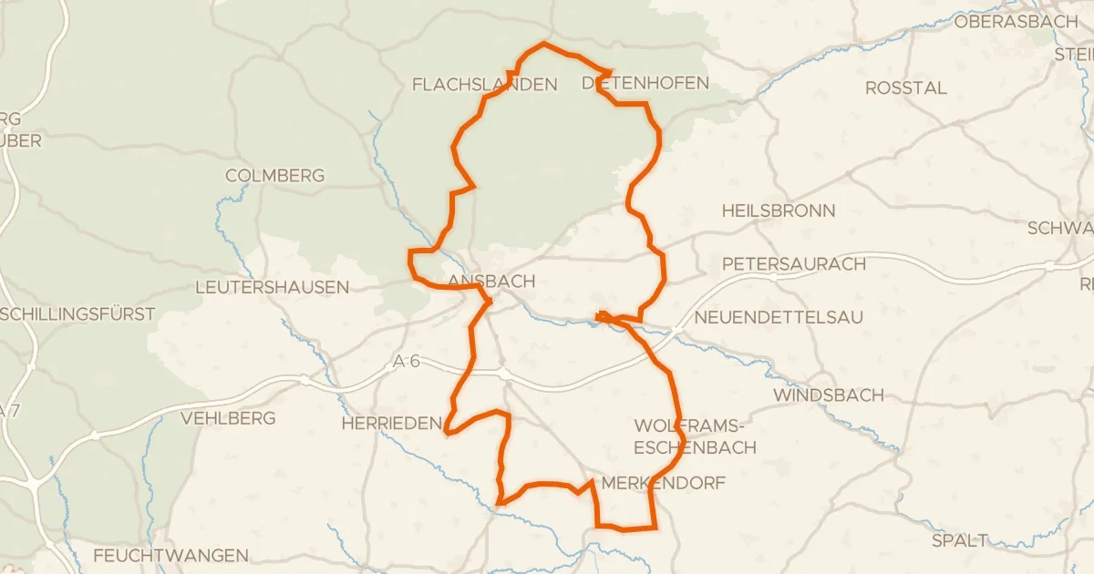 Map of the cycling route Rondje Wasserschloß Sommersdorf en Burgruine Leonrod