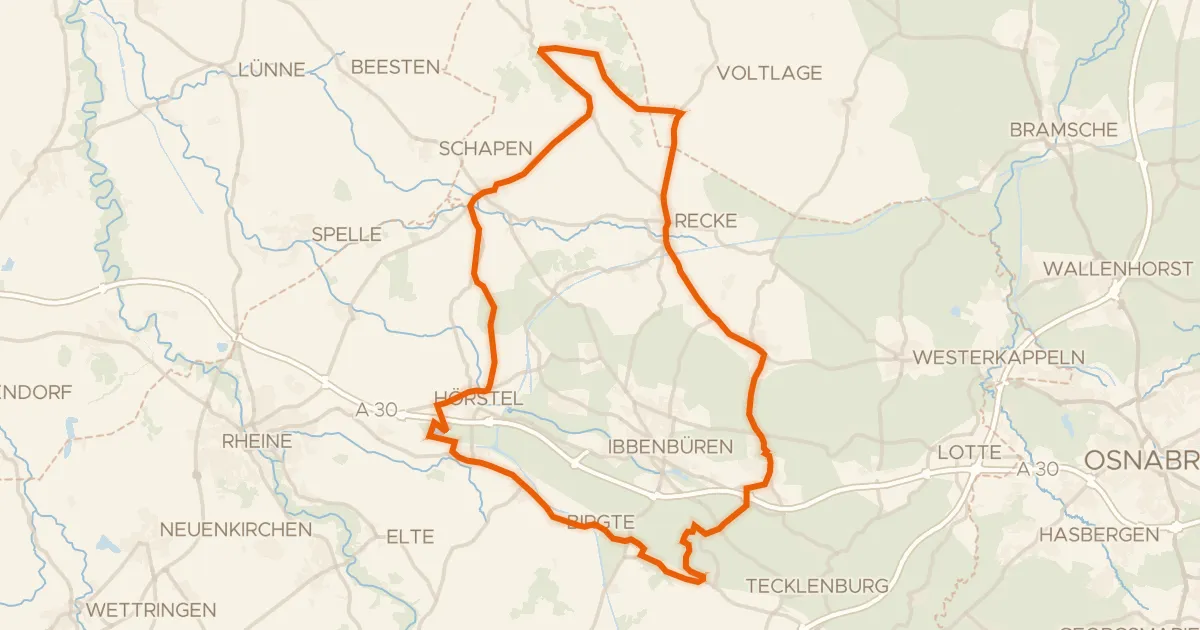 Kaart van de fietsroute Rondje Dörenther Klippen en Halverder Moor