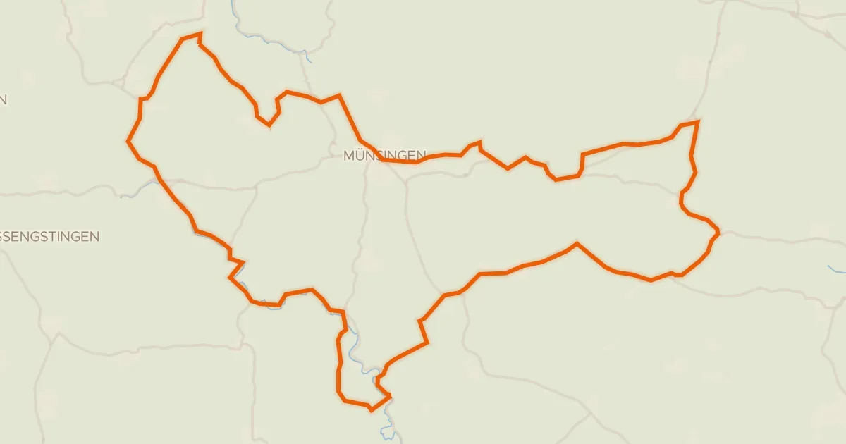Kaart van de fietsroute Rondje Ruine Schloss Justingen en Upfinger Ried