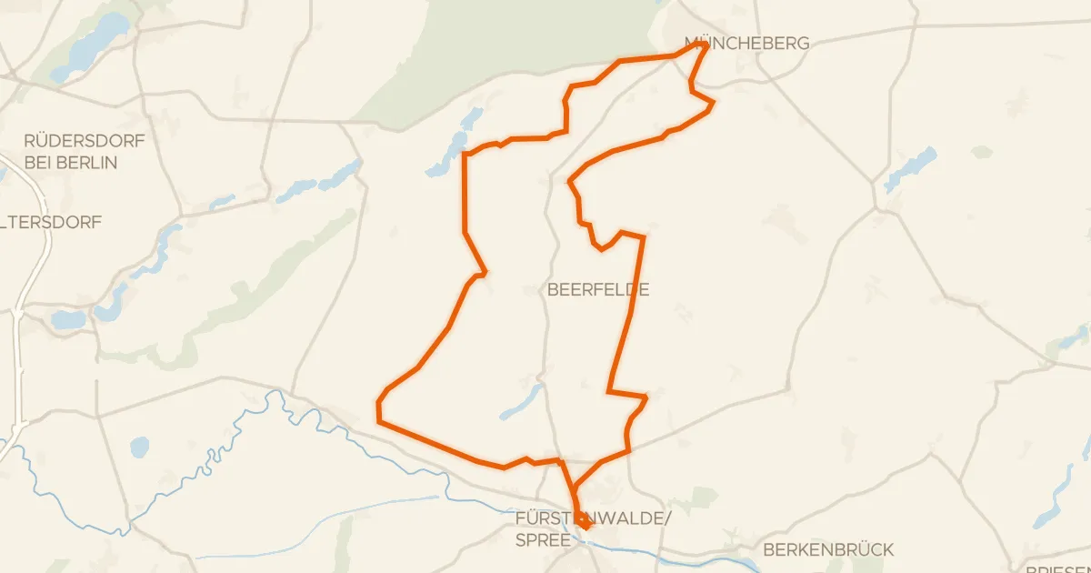Kaart van de fietsroute Rondje Jagdschloss Fürstenwalde en Maxsee