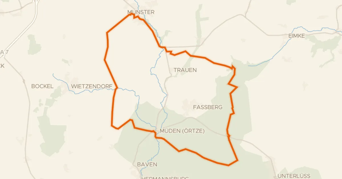 Map of the cycling route Rondje Kiehnmoor en Brambosteler Moor