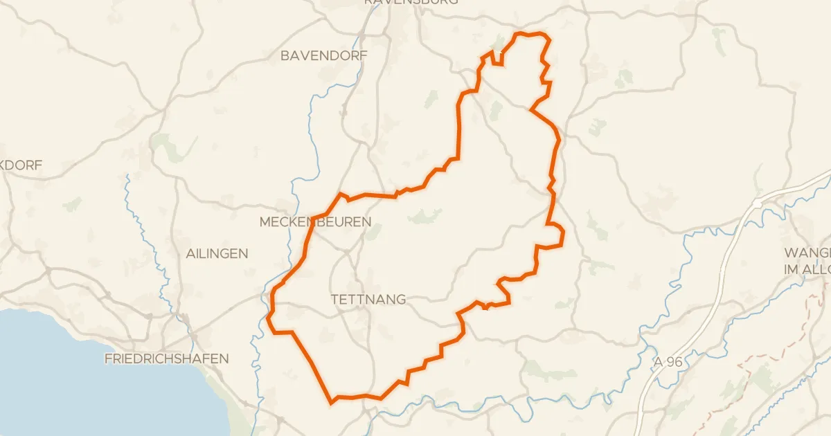 Kaart van de fietsroute Rondje Auweiher en Hangenwald