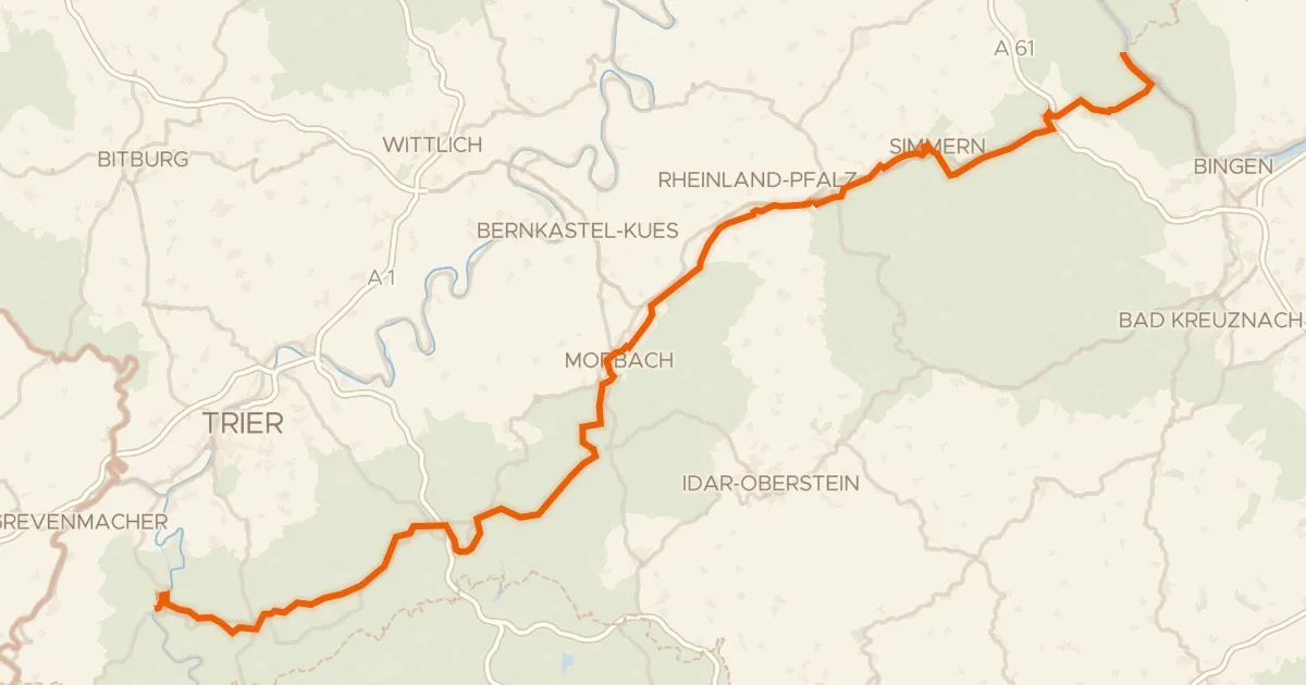 Kaart van de fietsroute Hunsrück-Radweg