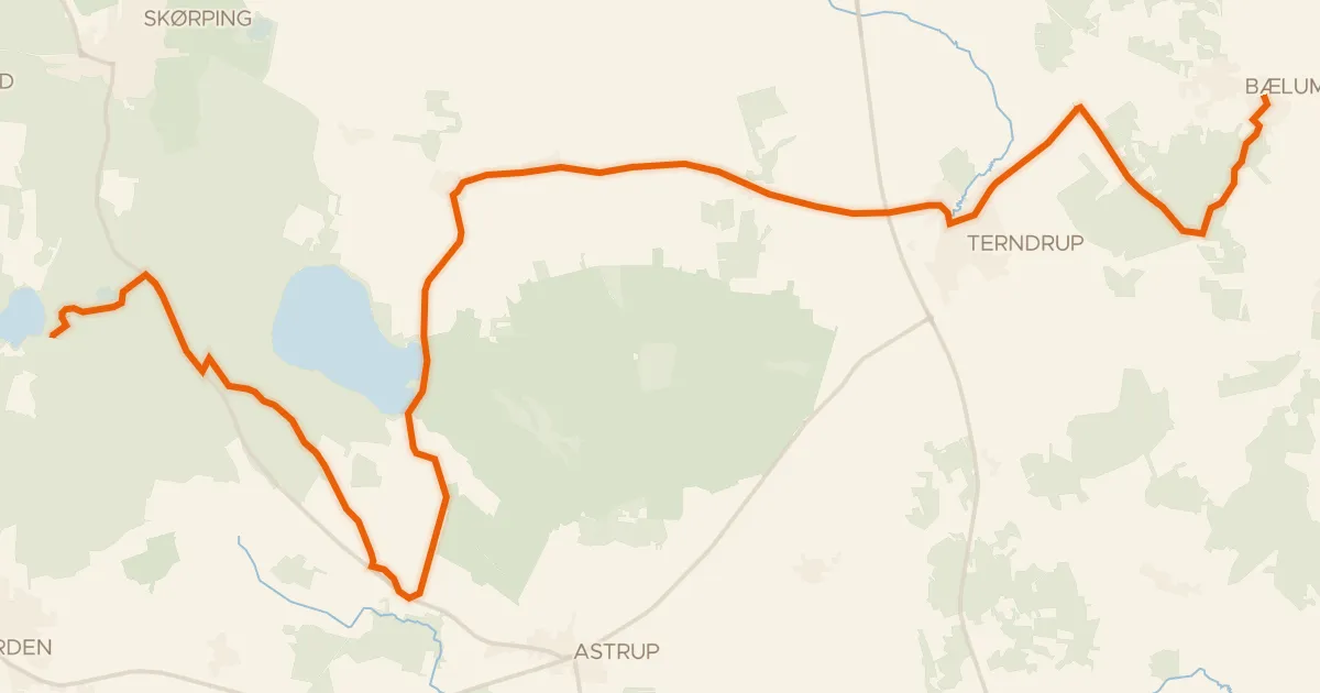 Kaart van de fietsroute Bælumruten