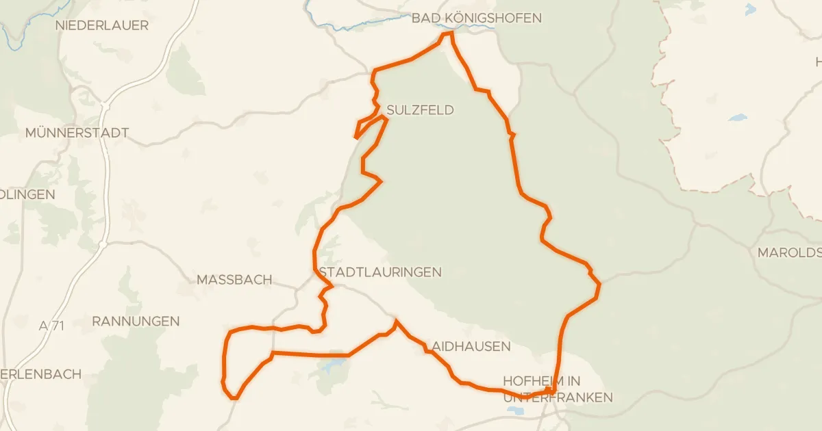Kaart van de fietsroute Rondje Sulzfelder Schloss en Ellertshäuser See