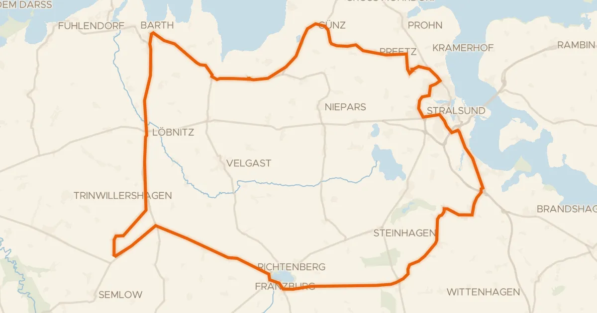 Map of the cycling route Rondje Herrenhaus Groß Kedingshagen en Mahnkesche Mühle