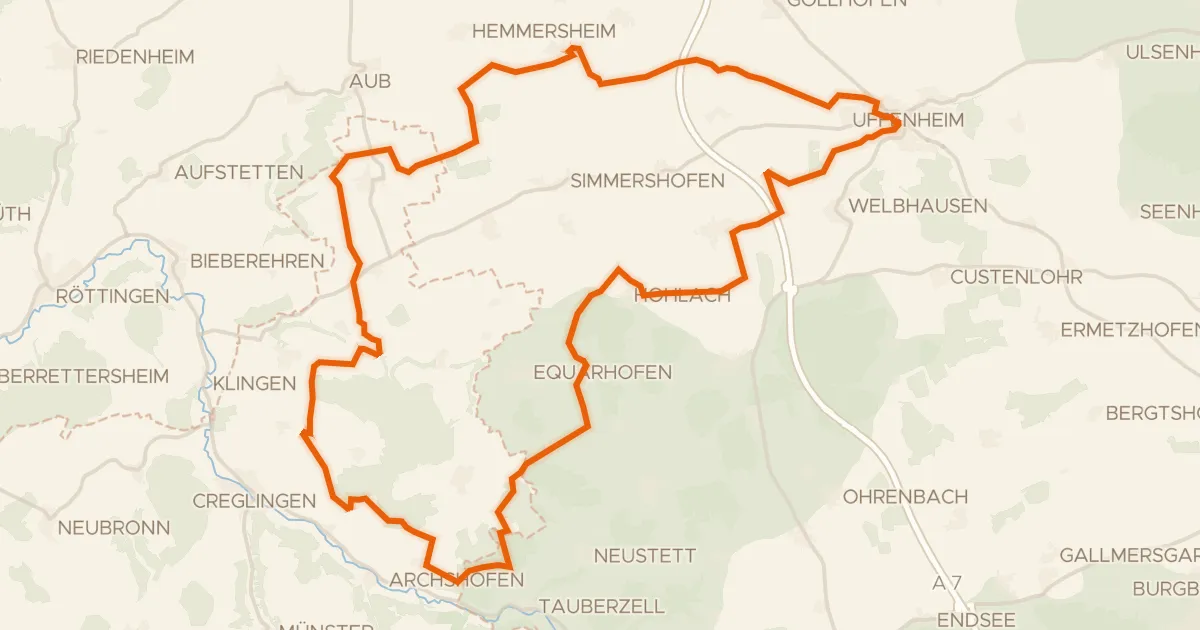 Map of the cycling route Rondje Schloss Hohlach en Naturpark Frankenhöhe