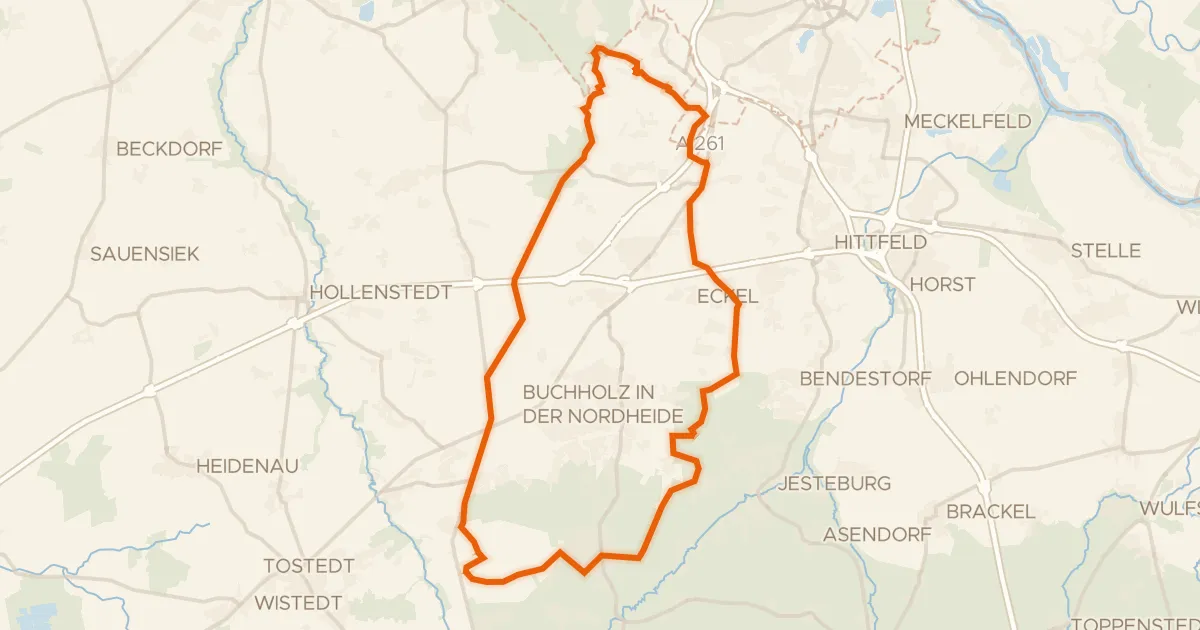 Kaart van de fietsroute Rondje Fischbeker Heide en Büsenbachtal und Wörmer Wälder