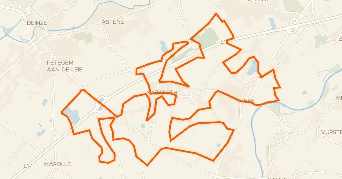 Kaart van de fietsroute Bruggenroute