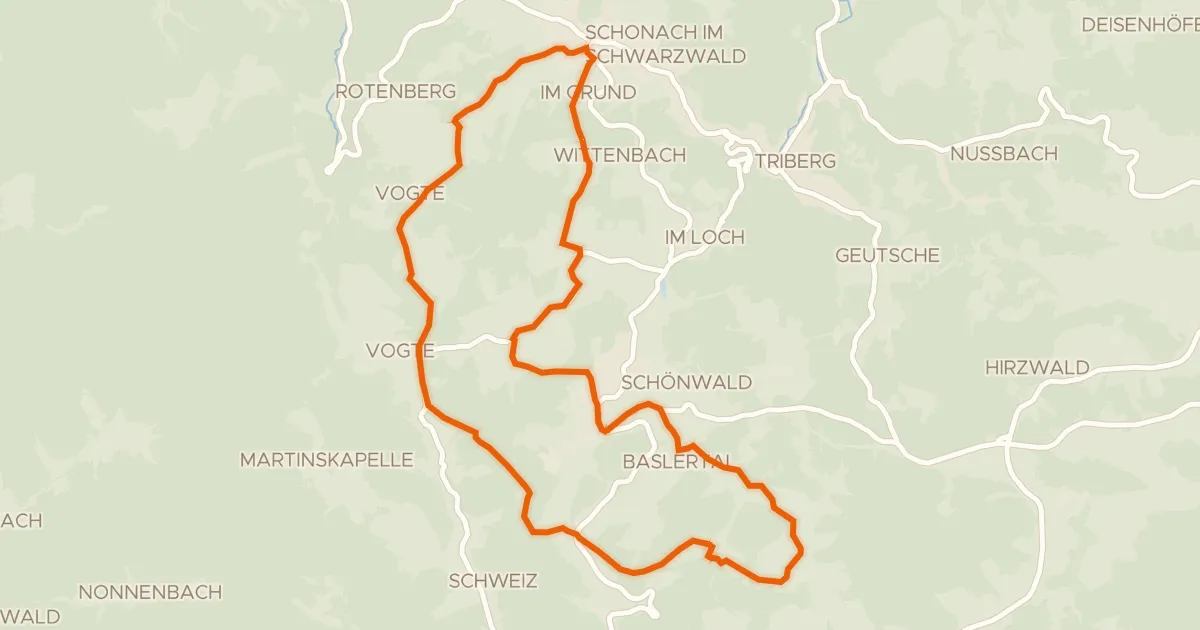 Kaart van de fietsroute RP17 Hochtal-Route
