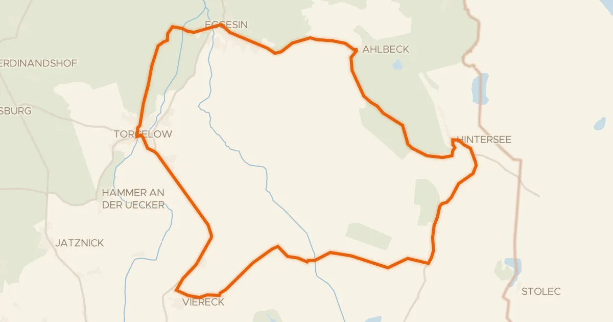 Map of the cycling route Rondje Burg Torgelow en Ahlbecker Seegrund