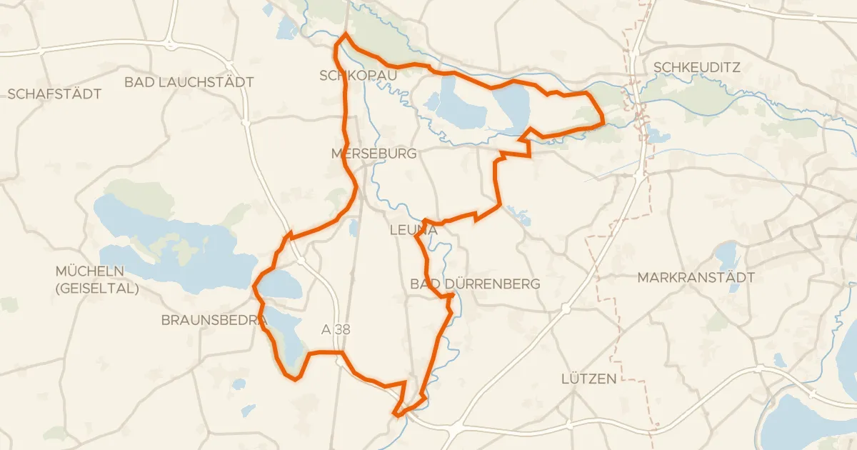 Kaart van de fietsroute Langs Burg Burgliebenau en Bergbaufolgelandschaft Kayna-Süd
