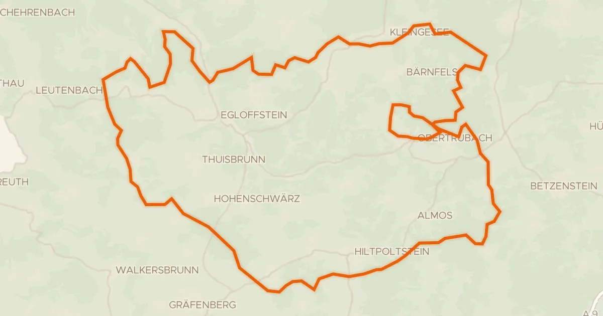 Map of the cycling route Rondje Burgruine Leienfels en Burgruine Stierberg