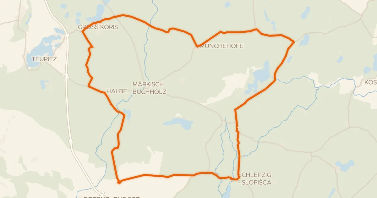 Kaart van de fietsroute Rondje Kockot en Löptener Fenne-Wustrickwiesen