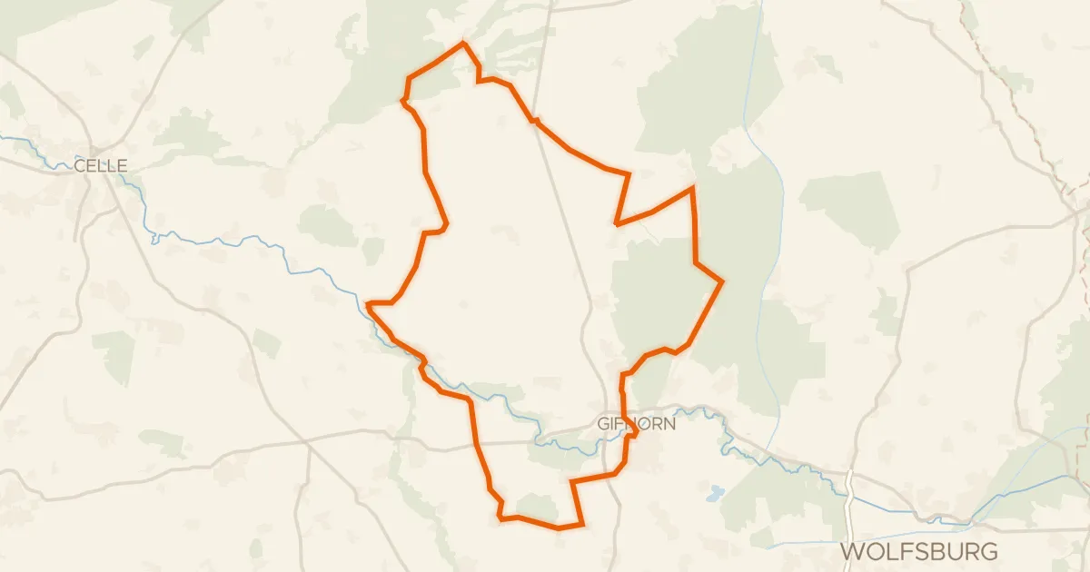 Map of the cycling route Rondje Schloß Gifhorn en Viehmoor