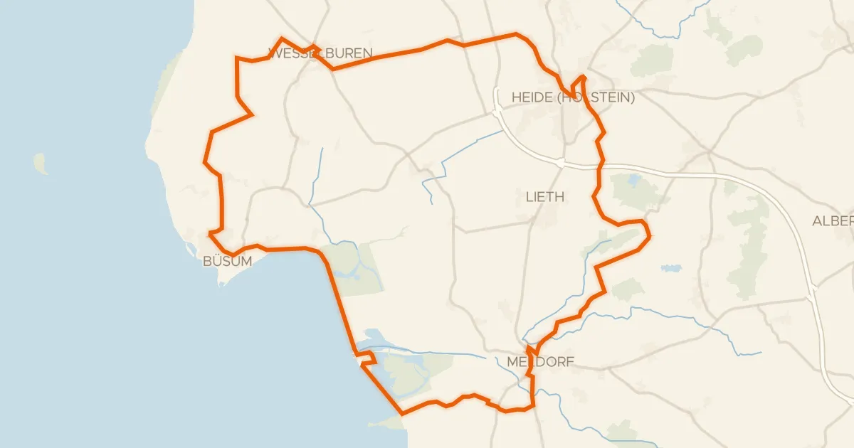 Map of the cycling route Rondje Fortuna en Kronenloch/Speicherkoog Dithmarschen