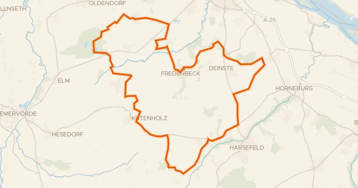 Kaart van de fietsroute Rondje Feerner Moor en Steinbeck