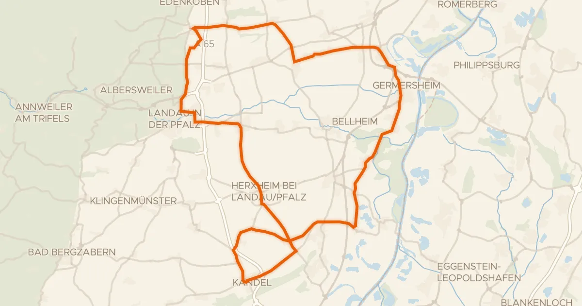 Kaart van de fietsroute Rondje Lünette 83 en Bienwald