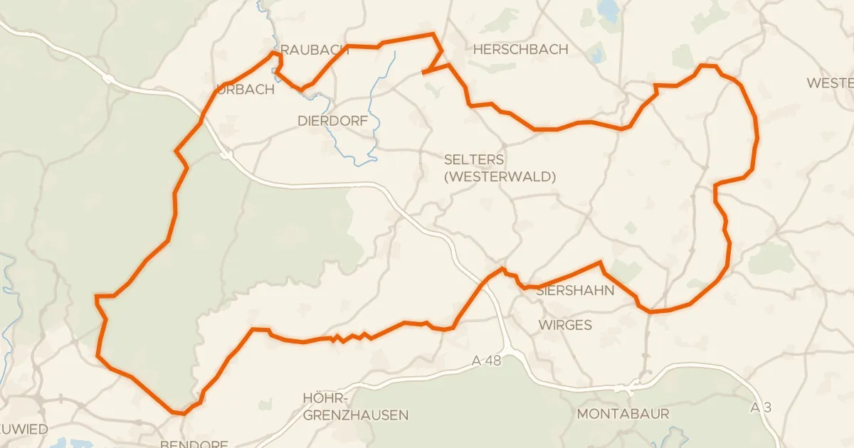 Kaart van de fietsroute Rondje Schloss Sayn en Malberg