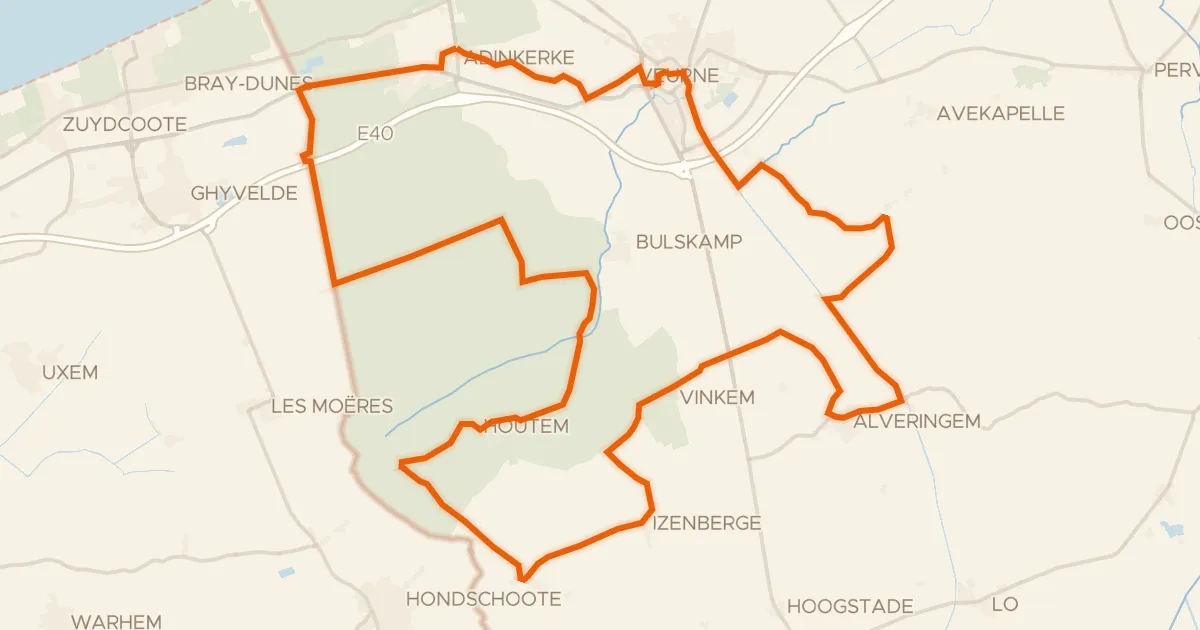 Kaart van de fietsroute De Moeren
