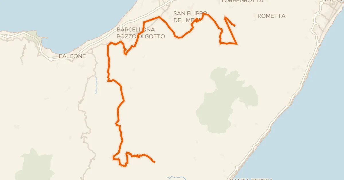 Map of the cycling route ABT Tappa 38: Monforte San Giorgio - Antillo