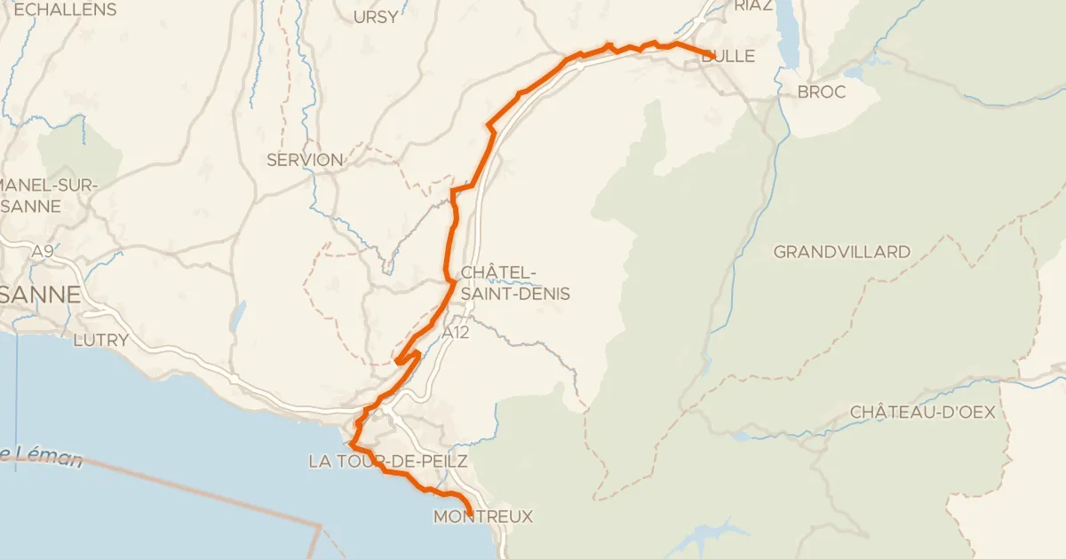 Map of the cycling route Route des lacs