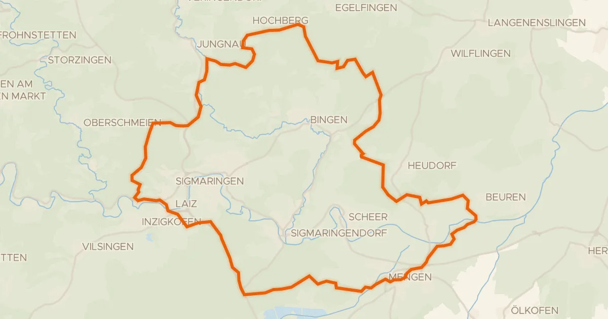 Kaart van de fietsroute Rondje Ruine Hertenstein en Naturpark Obere Donau