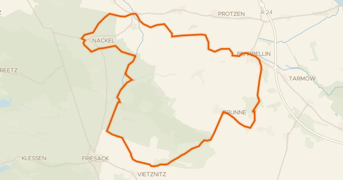 Kaart van de fietsroute Rondje Westhavelland en Temnitz