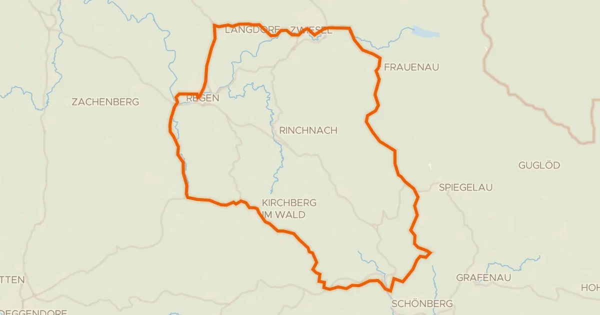 Kaart van de fietsroute Rondje Schwarzer Regen en Mitternacher Ohe
