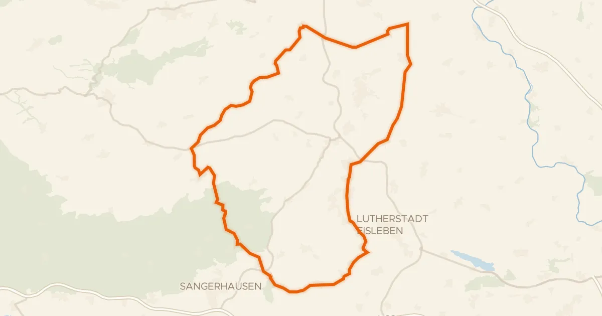 Map of the cycling route Rondje langs de Burg Bornstedt en Burg Freckleben