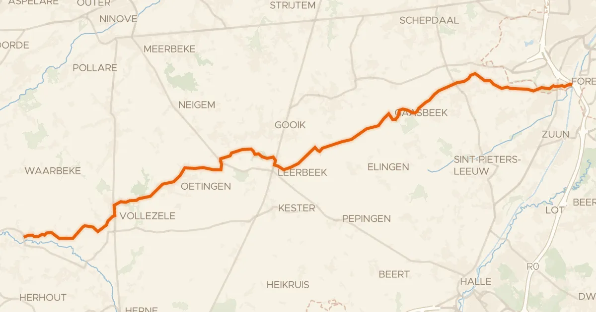Kaart van de fietsroute VolleGaasroute