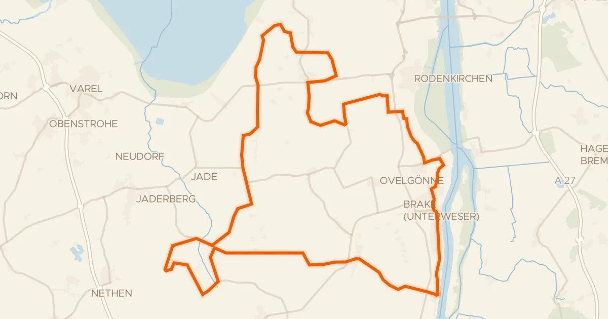 Kaart van de fietsroute Rondje Moorwald Bollenhagen en Jade