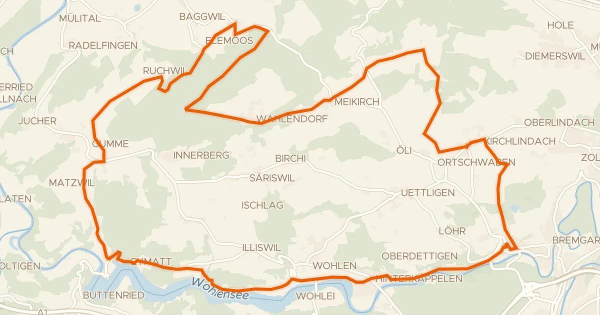 Kaart van de fietsroute Frienisberg Fernsichtroute