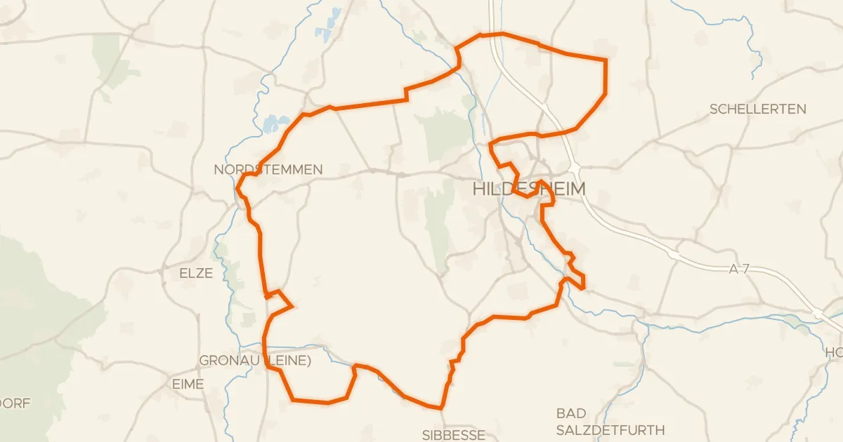 Kaart van de fietsroute Rondje langs Burg Poppenburg en Marienburg