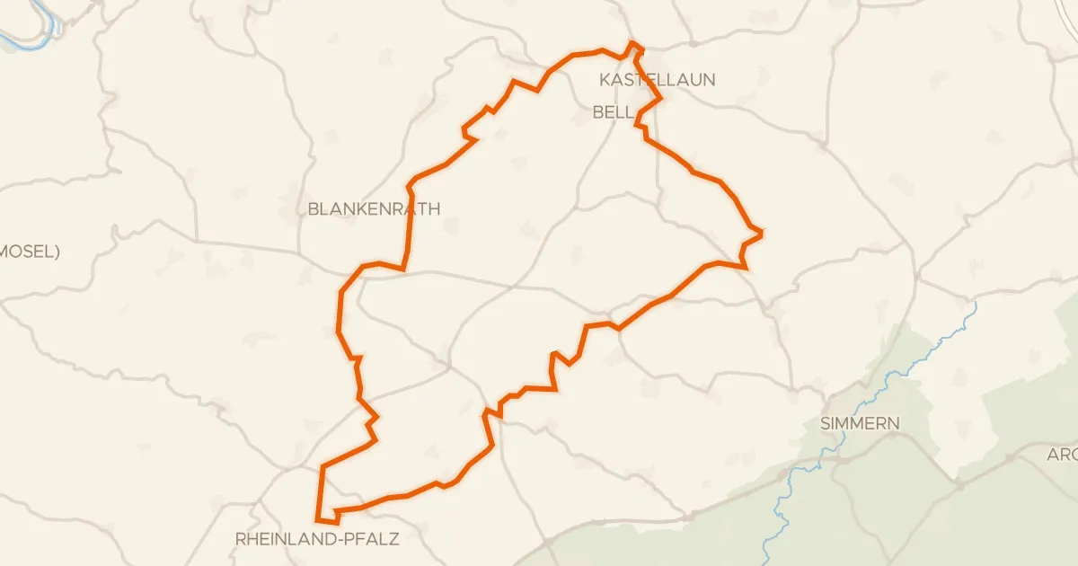 Map of the cycling route Rondje Burg Kastellaun en Birkenstruth