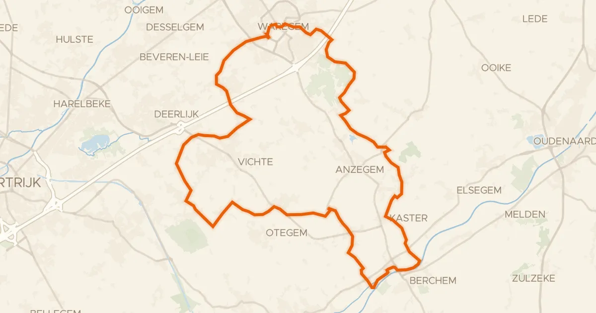 Kaart van de fietsroute Tiegemberg