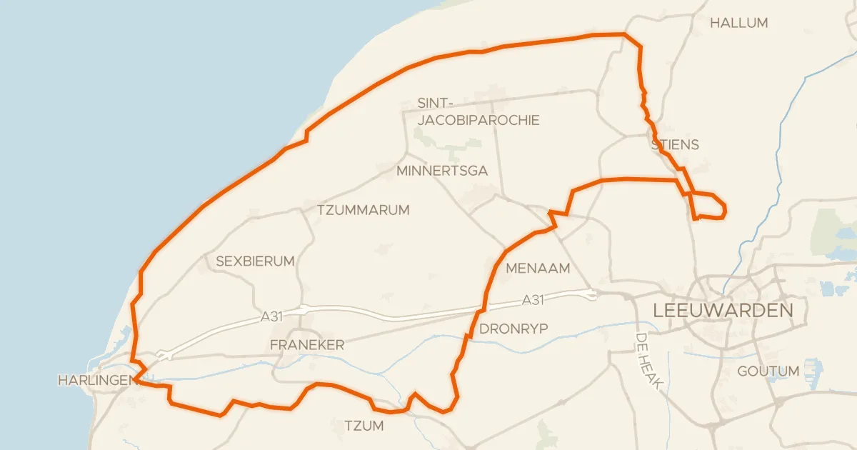 Map of the cycling route Rondje Dekemastate en Feinsumer Feart