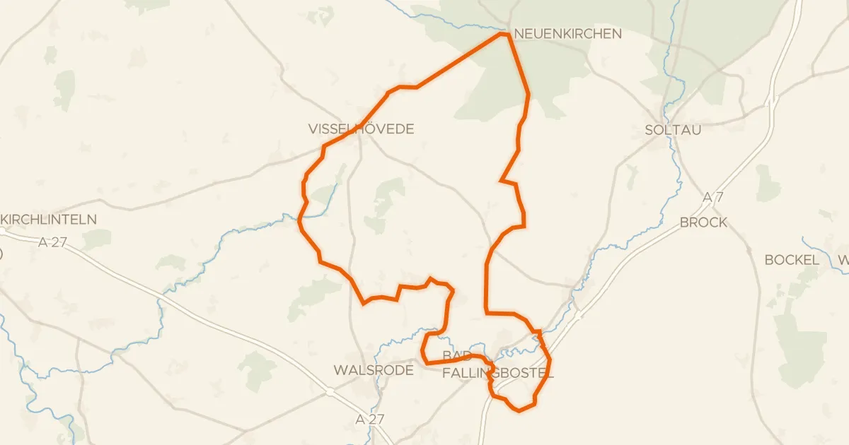 Kaart van de fietsroute Rondje Lehrdetal en Naturpark Lüneburger Heide