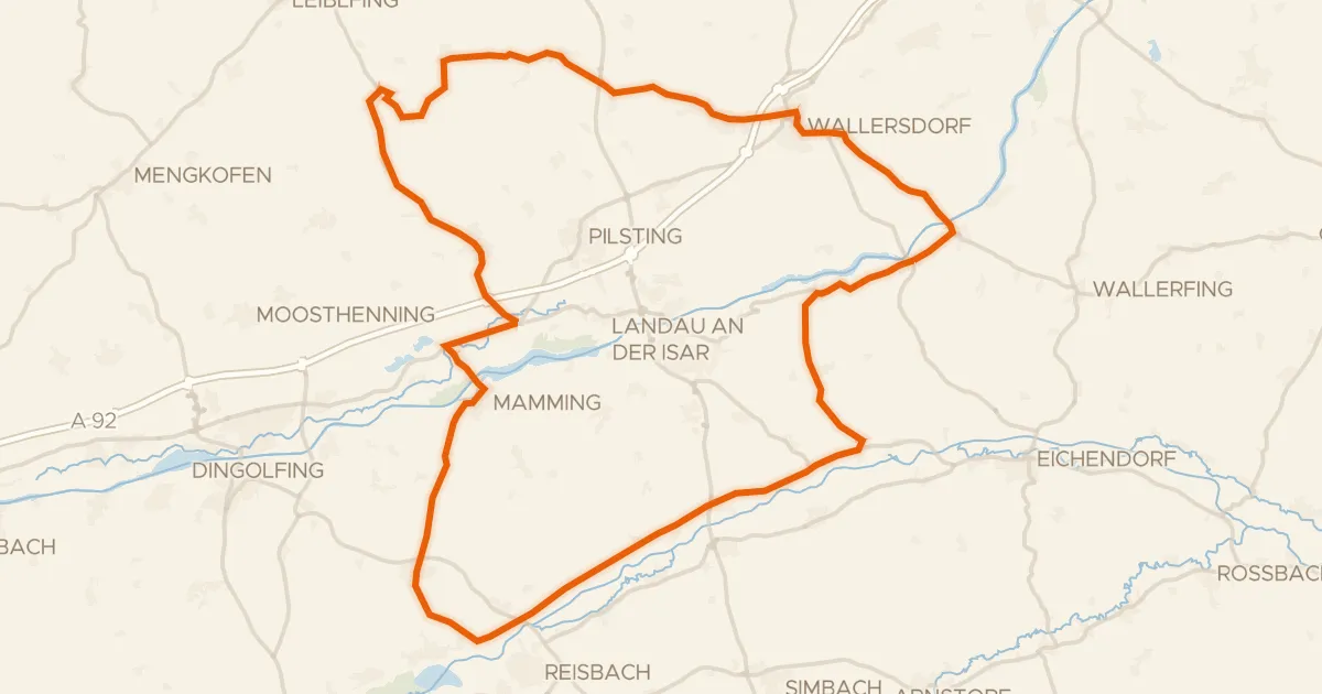 Map of the cycling route Rondje Isar en Vilskanal