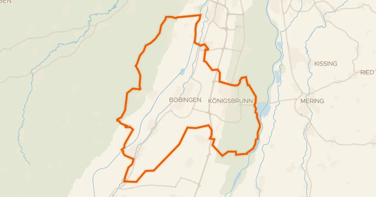 Map of the cycling route Rondje Schloss Wellenburg en Lechtal-Nord