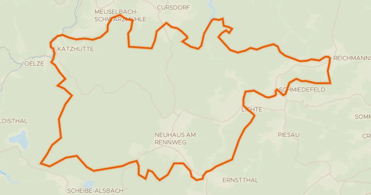 Kaart van de fietsroute Rondje Schwarza en Vorsperre Deesbach